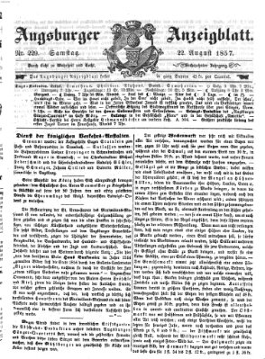Augsburger Anzeigeblatt Samstag 22. August 1857