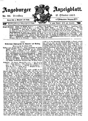 Augsburger Anzeigeblatt Dienstag 27. Oktober 1857