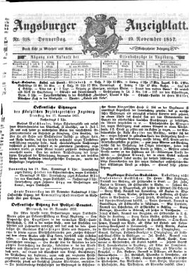 Augsburger Anzeigeblatt Donnerstag 19. November 1857