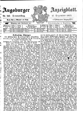Augsburger Anzeigeblatt Donnerstag 17. Dezember 1857