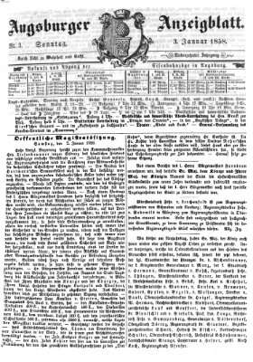 Augsburger Anzeigeblatt Sonntag 3. Januar 1858