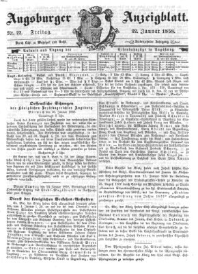 Augsburger Anzeigeblatt Freitag 22. Januar 1858