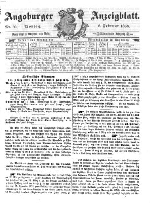 Augsburger Anzeigeblatt Montag 8. Februar 1858