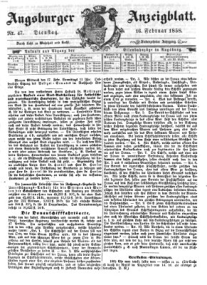 Augsburger Anzeigeblatt Dienstag 16. Februar 1858