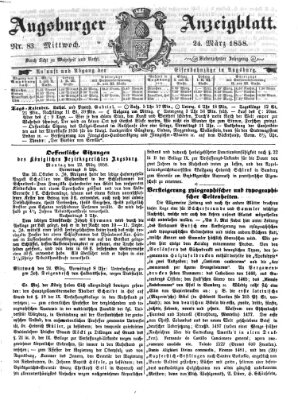 Augsburger Anzeigeblatt Mittwoch 24. März 1858