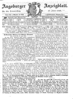 Augsburger Anzeigeblatt Donnerstag 17. Juni 1858