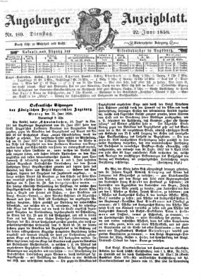 Augsburger Anzeigeblatt Dienstag 22. Juni 1858