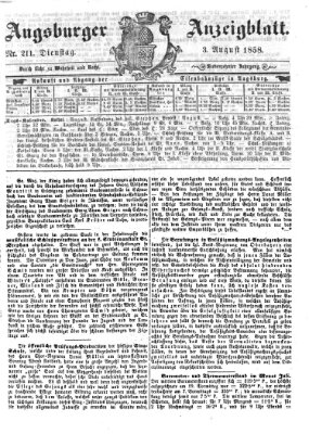 Augsburger Anzeigeblatt Dienstag 3. August 1858