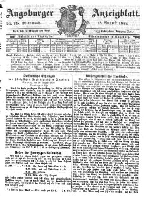 Augsburger Anzeigeblatt Mittwoch 18. August 1858