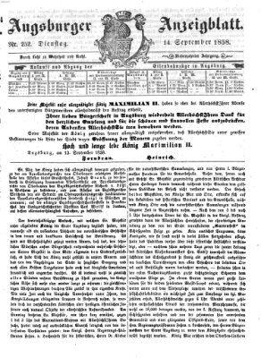 Augsburger Anzeigeblatt Dienstag 14. September 1858