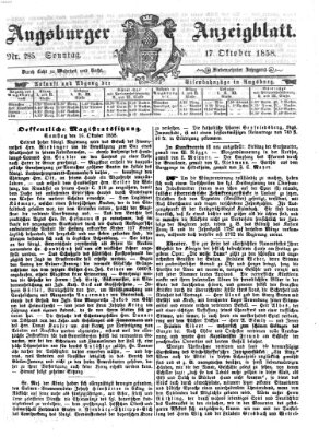 Augsburger Anzeigeblatt Sonntag 17. Oktober 1858