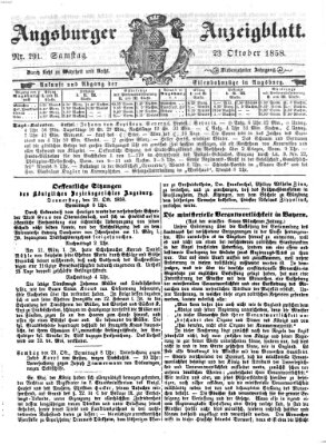 Augsburger Anzeigeblatt Samstag 23. Oktober 1858