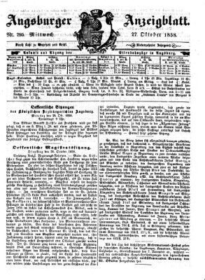 Augsburger Anzeigeblatt Mittwoch 27. Oktober 1858