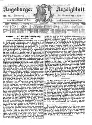 Augsburger Anzeigeblatt Sonntag 21. November 1858