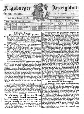 Augsburger Anzeigeblatt Montag 22. November 1858