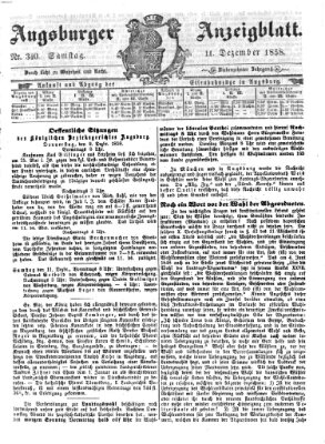 Augsburger Anzeigeblatt Samstag 11. Dezember 1858