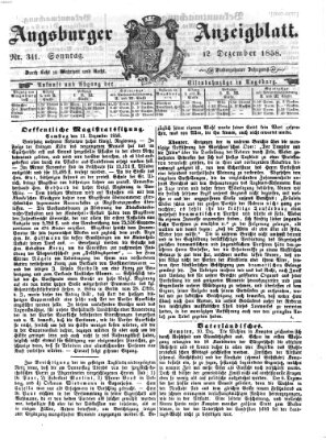Augsburger Anzeigeblatt Sonntag 12. Dezember 1858