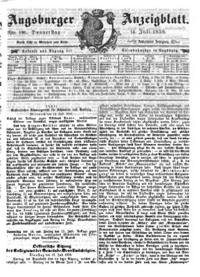 Augsburger Anzeigeblatt Donnerstag 14. Juli 1859