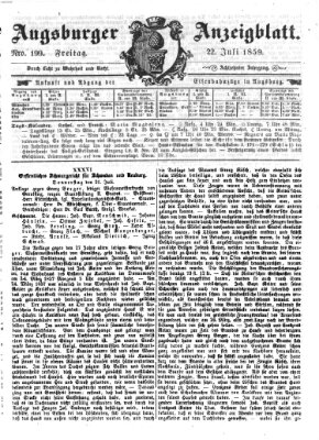 Augsburger Anzeigeblatt Freitag 22. Juli 1859
