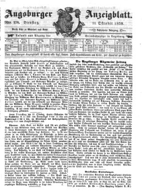 Augsburger Anzeigeblatt Dienstag 11. Oktober 1859