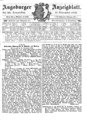 Augsburger Anzeigeblatt Donnerstag 17. November 1859