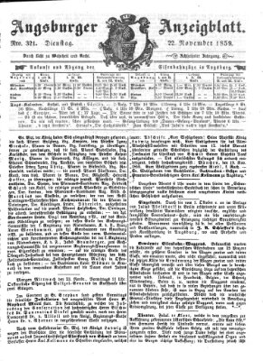 Augsburger Anzeigeblatt Dienstag 22. November 1859