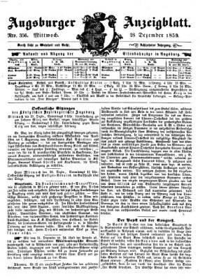 Augsburger Anzeigeblatt Mittwoch 28. Dezember 1859