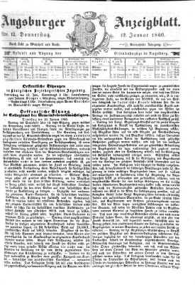 Augsburger Anzeigeblatt Donnerstag 12. Januar 1860