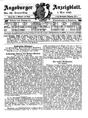Augsburger Anzeigeblatt Donnerstag 3. Mai 1860