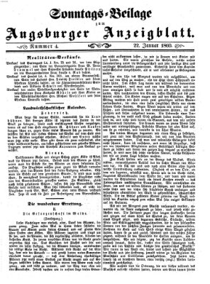 Augsburger Anzeigeblatt Sonntag 22. Januar 1860