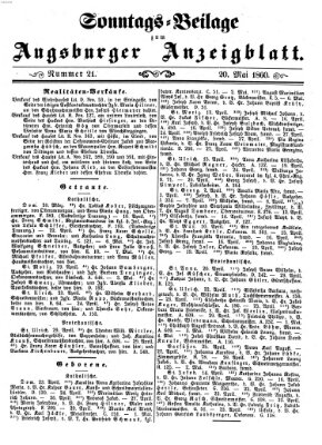 Augsburger Anzeigeblatt Sonntag 20. Mai 1860
