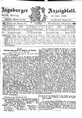 Augsburger Anzeigeblatt Freitag 20. Juli 1860