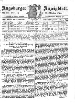Augsburger Anzeigeblatt Montag 29. Oktober 1860