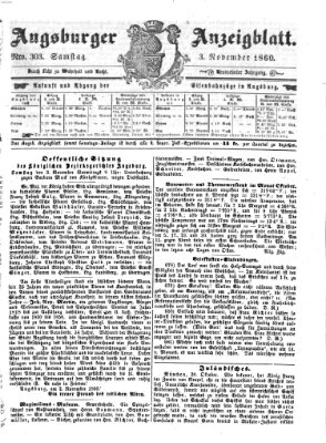 Augsburger Anzeigeblatt Samstag 3. November 1860