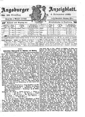 Augsburger Anzeigeblatt Dienstag 6. November 1860