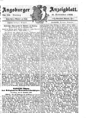 Augsburger Anzeigeblatt Freitag 16. November 1860