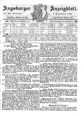 Augsburger Anzeigeblatt Montag 3. Dezember 1860