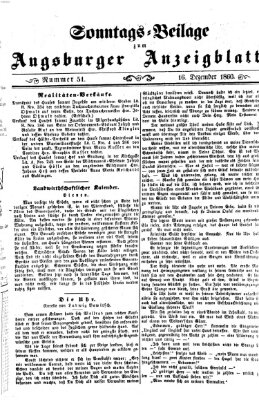 Augsburger Anzeigeblatt Sonntag 16. Dezember 1860