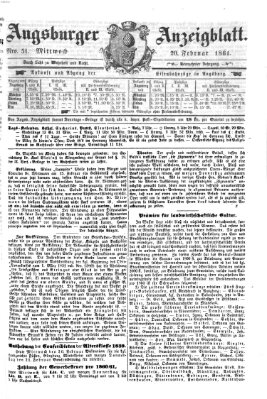 Augsburger Anzeigeblatt Mittwoch 20. Februar 1861