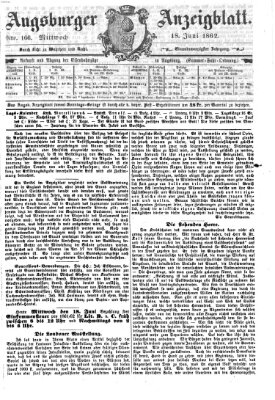 Augsburger Anzeigeblatt Mittwoch 18. Juni 1862