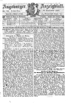 Augsburger Anzeigeblatt Donnerstag 18. September 1862