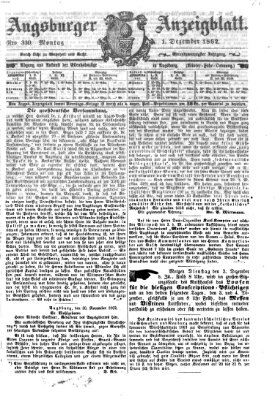 Augsburger Anzeigeblatt Montag 1. Dezember 1862