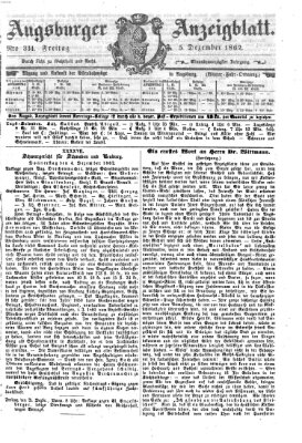 Augsburger Anzeigeblatt Freitag 5. Dezember 1862
