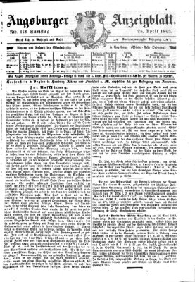 Augsburger Anzeigeblatt Samstag 25. April 1863