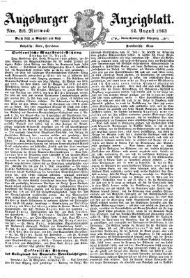Augsburger Anzeigeblatt Mittwoch 12. August 1863