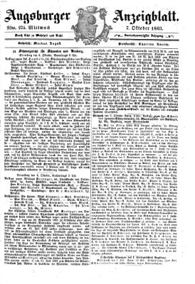 Augsburger Anzeigeblatt Mittwoch 7. Oktober 1863
