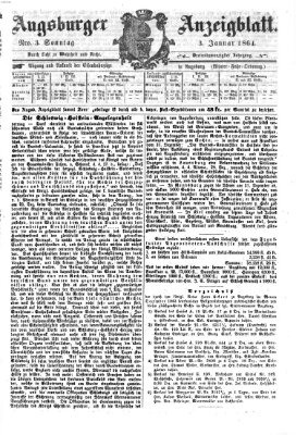 Augsburger Anzeigeblatt Sonntag 3. Januar 1864