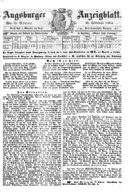 Augsburger Anzeigeblatt Montag 22. Februar 1864