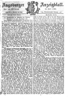 Augsburger Anzeigeblatt Mittwoch 12. Juli 1865