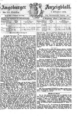 Augsburger Anzeigeblatt Samstag 7. Oktober 1865